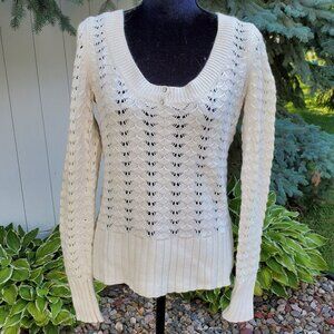 Guess Jeans Cream Knit Sweater Size L